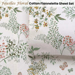 Accessorize Cotton Flannelette Sheet Set 40cm Wall Feuilles Floral Print Queen - Home & Garden > Bedding > Bed Sheets
