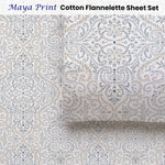 Accessorize Cotton Flannelette Sheet Set 40cm Wall Maya Print Queen - Home & Garden > Bedding > Bed Sheets