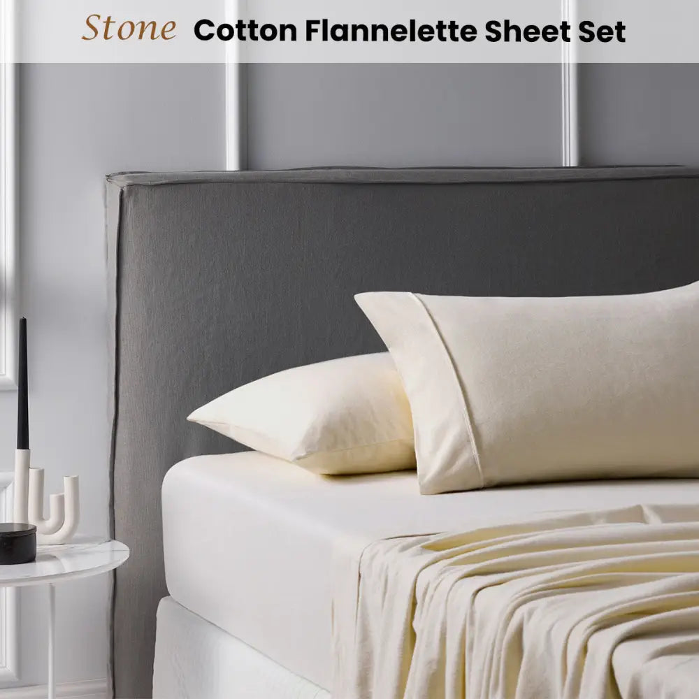 Accessorize Cotton Flannelette Sheet Set 40cm Wall Stone King - Home & Garden > Bedding > Bed Sheets