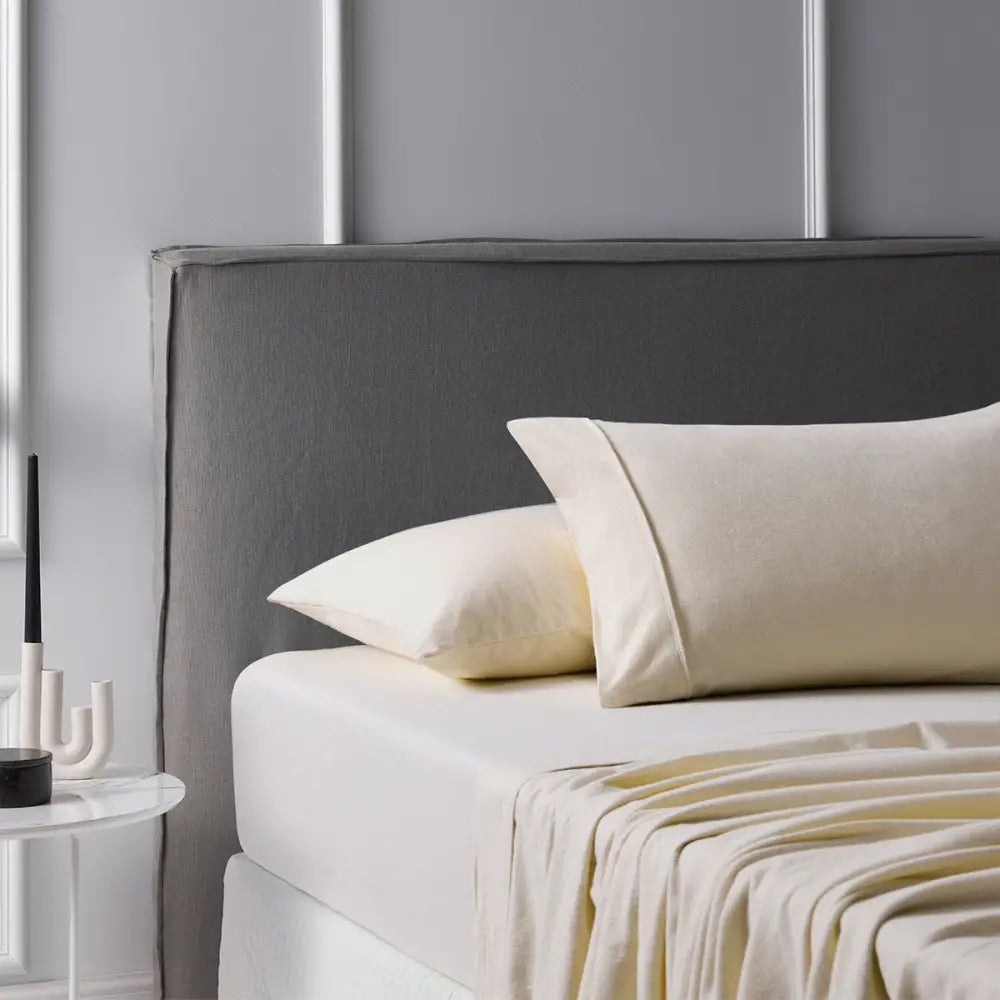 Accessorize Cotton Flannelette Sheet Set 40cm Wall Stone Queen - Home & Garden > Bedding > Bed Sheets