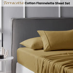 Accessorize Cotton Flannelette Sheet Set 40cm Wall Terracotta King - Home & Garden > Bedding > Bed Sheets