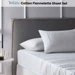 Accessorize Cotton Flannelette Sheet Set 40cm Wall White King - Home & Garden > Bedding > Bed Sheets