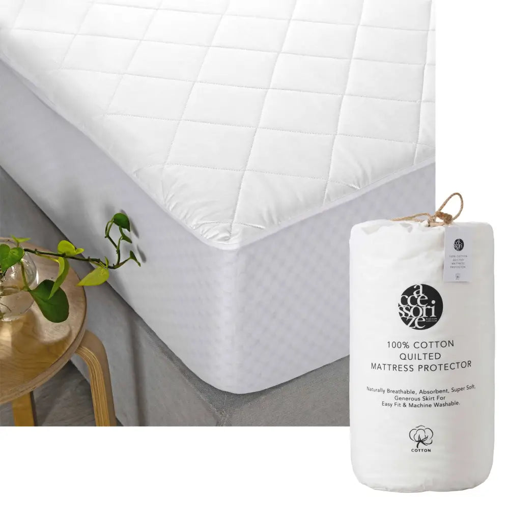 Accessorize Cotton Top Waterproof Mattress Protector King - Home & Garden > Bedding
