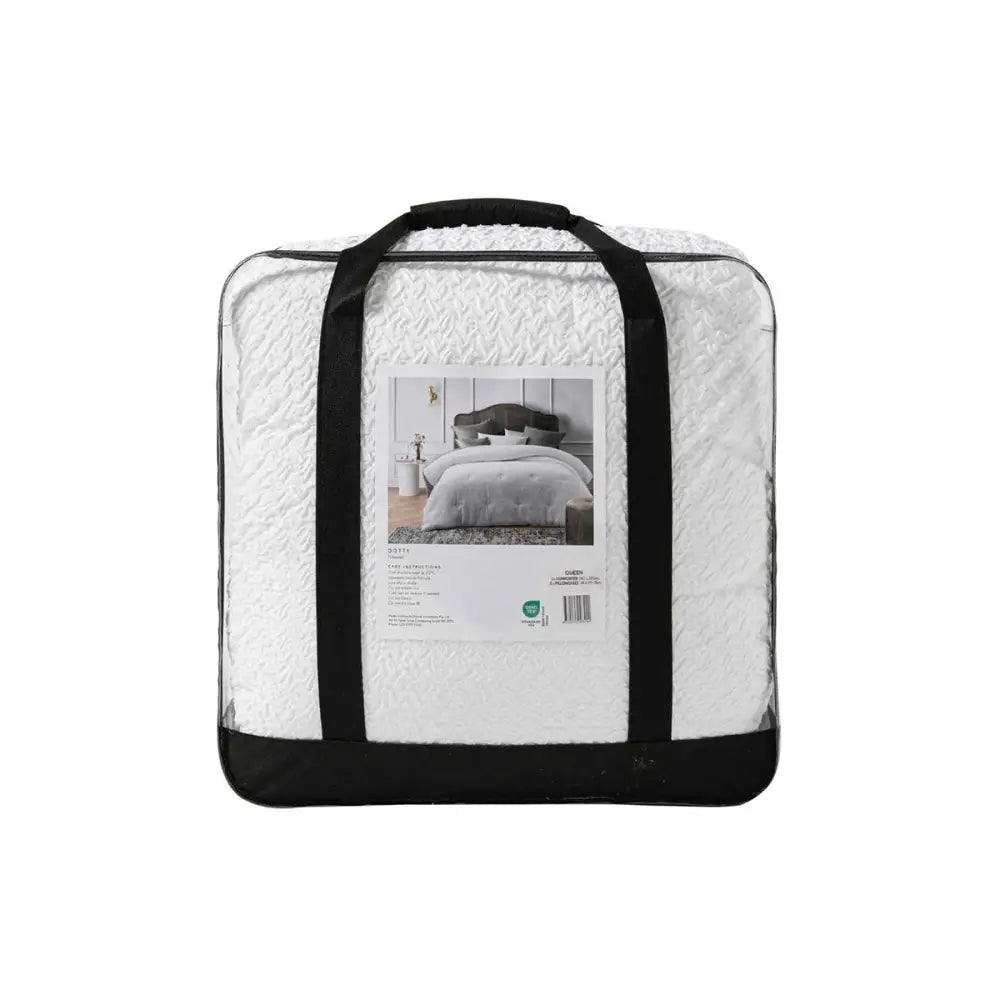 Accessorize Dotty Clip White 3 Piece Jacquard Comforter Set King - Home & Garden > Bedding