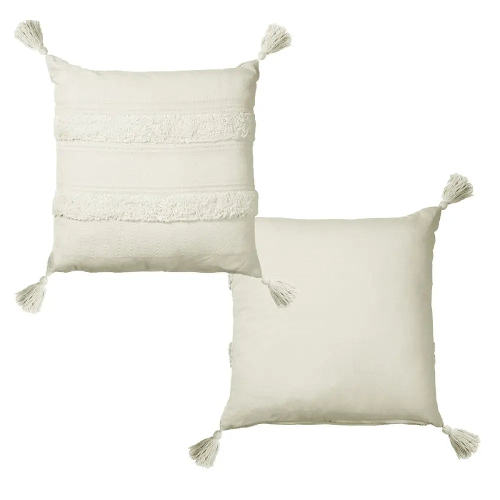 Accessorize Indra Cotton Cover Filled Cushion - Off White - Home & Garden > Bedding