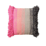Accessorize Layne Black Dark Pink Filled Square Cushion - Home & Garden > Bedding