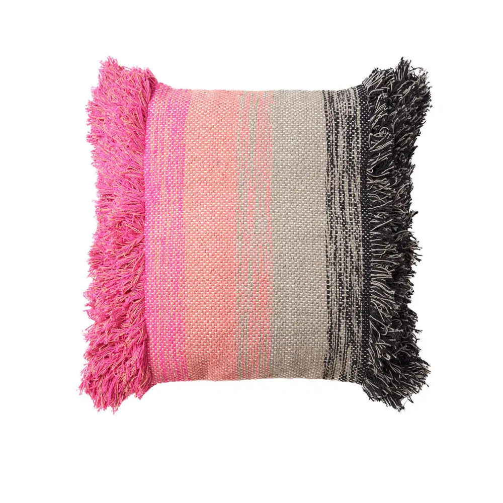 Accessorize Layne Black Dark Pink Filled Square Cushion - Home & Garden > Bedding