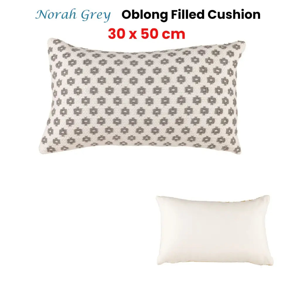 Accessorize Norah Grey Rectangular Filled Cushion 30cm x 50cm - Home & Garden > Decor > Cushions & Throws