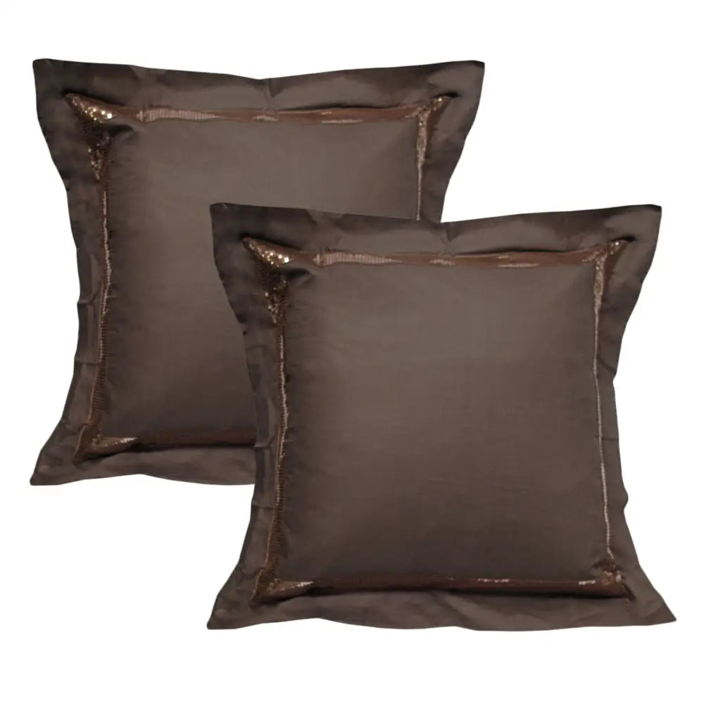 Accessorize Pair of Sequins Chocolate European Pillowcases 65 x 65 cm - Home & Garden > Bedding