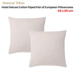 Accessorize Pair of White/Natural Piped Hotel Deluxe Cotton European Pillowcases - Home & Garden > Bedding > Bed Sheets