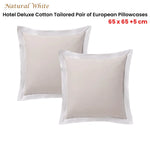 Accessorize Pair of White/Natural Tailored Hotel Deluxe Cotton European Pillowcases - Home & Garden > Bedding >