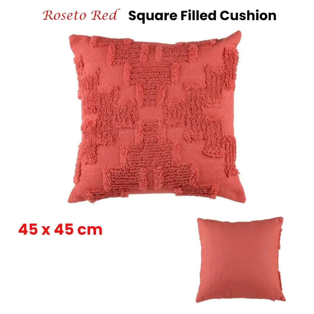 Accessorize Roseto Red Square Filled Cushion 45cm x 45cm - Home & Garden > Decor > Cushions & Throws