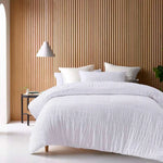 Accessorize Seersucker White Cotton Quilt Cover Set Queen - Home & Garden > Bedding