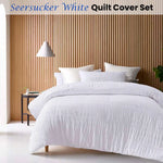 Accessorize Seersucker White Cotton Quilt Cover Set Queen - Home & Garden > Bedding