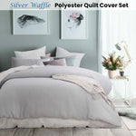 Accessorize Silver Waffle Polyester Quilt Cover Set Single - Home & Garden > Bedding