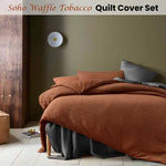 Accessorize Soho Waffle Tobacco Quilt Cover Set Queen - Home & Garden > Bedding