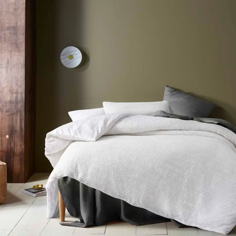 Accessorize Soho Waffle White Quilt Cover Set King - Home & Garden > Bedding