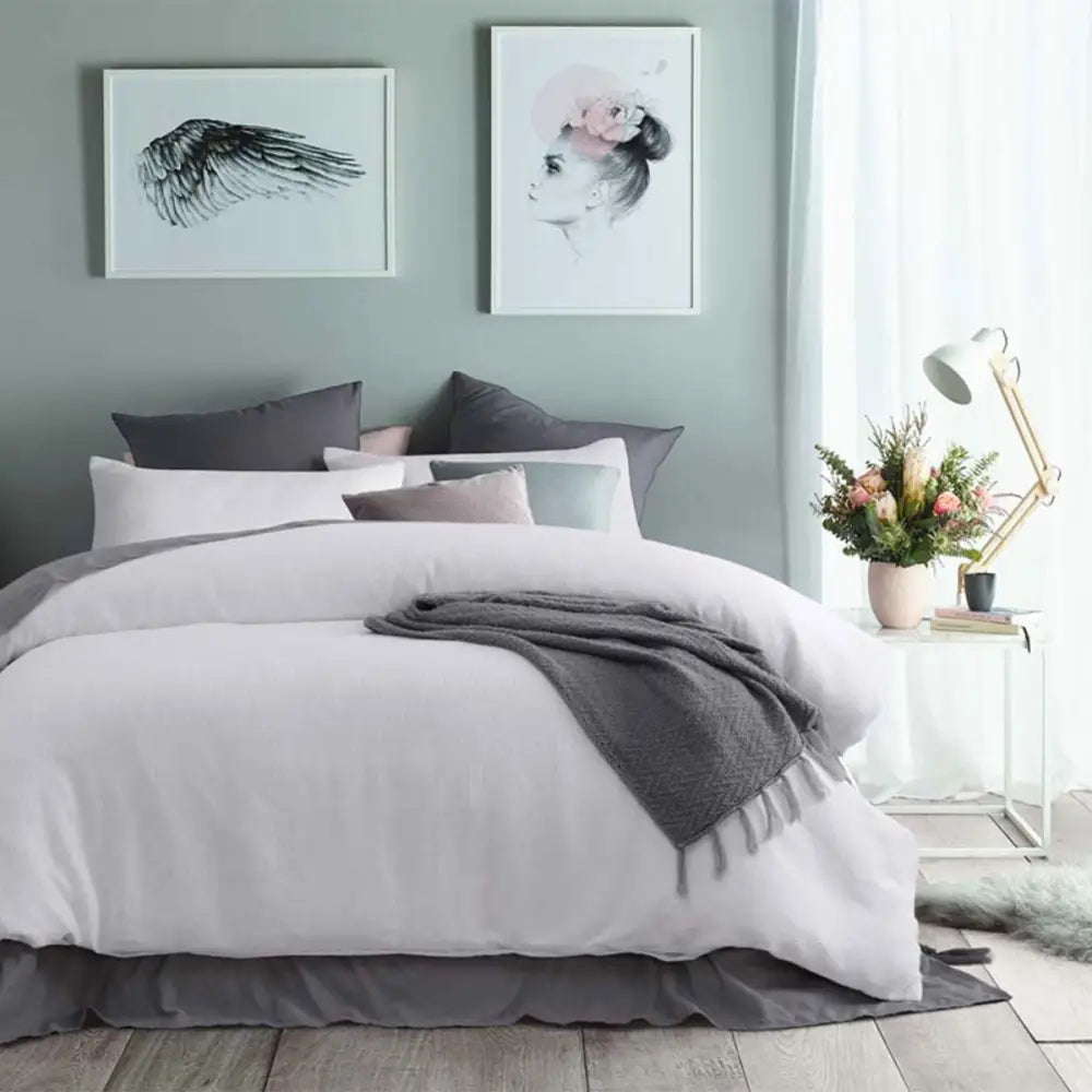 Accessorize White Waffle Polyester Quilt Cover Set Queen - Home & Garden > Bedding