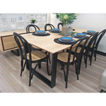 Aconite 9pc 210cm Dining Table Set 8 Arched Back Chair Solid Messmate Timber - Furniture > Dining