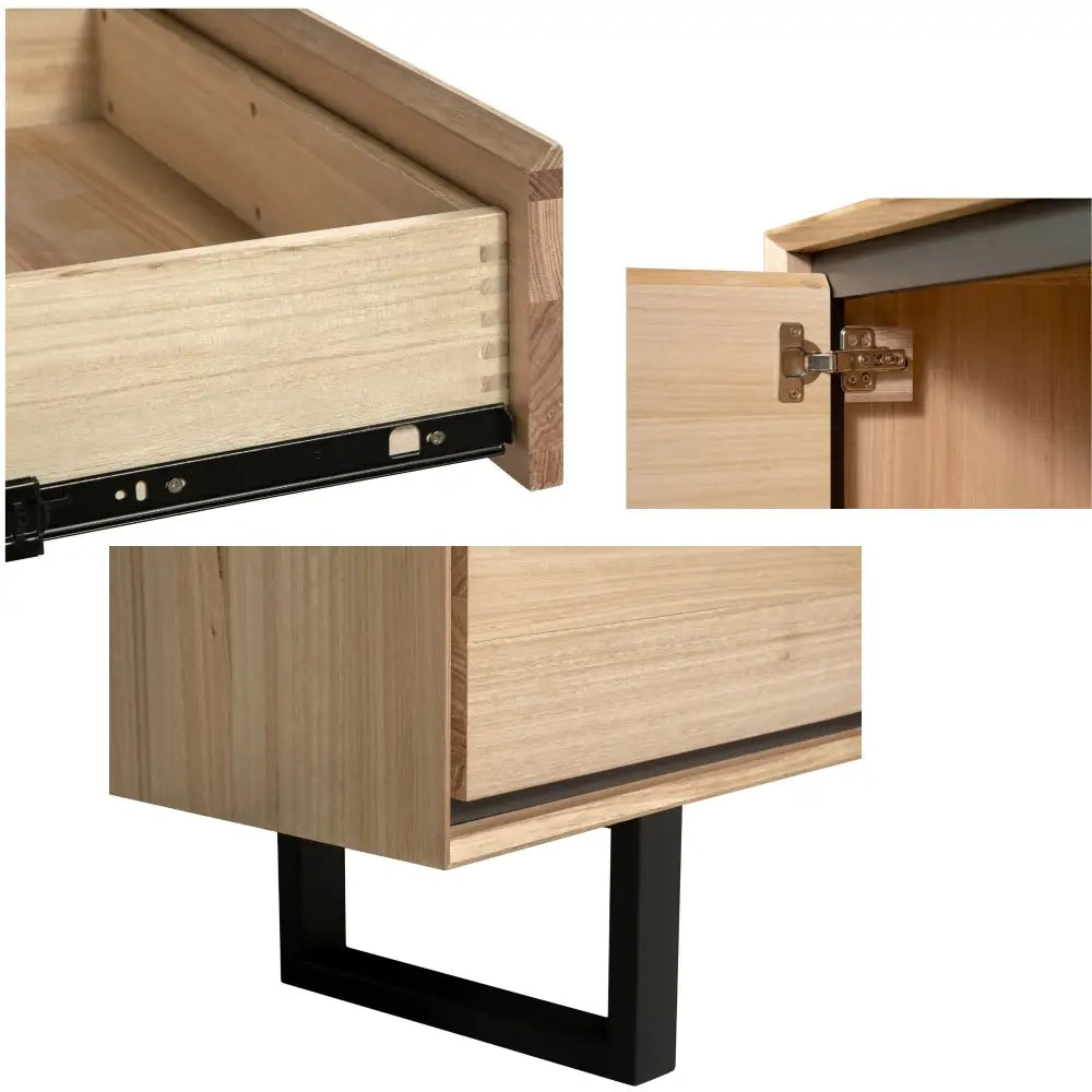 Aconite Buffet Table 180cm 2 Door 3 Drawer Solid Messmate Timber Wood - Natural - Furniture > Living Room