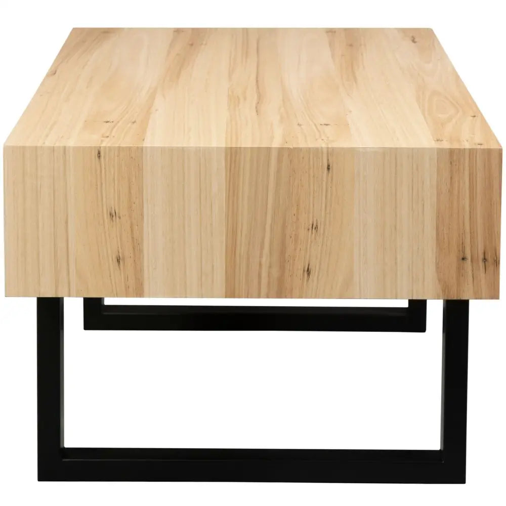 Aconite Coffee Table 120cm 2 Drawers Solid Messmate Timber Wood - Natural - Furniture > Living Room