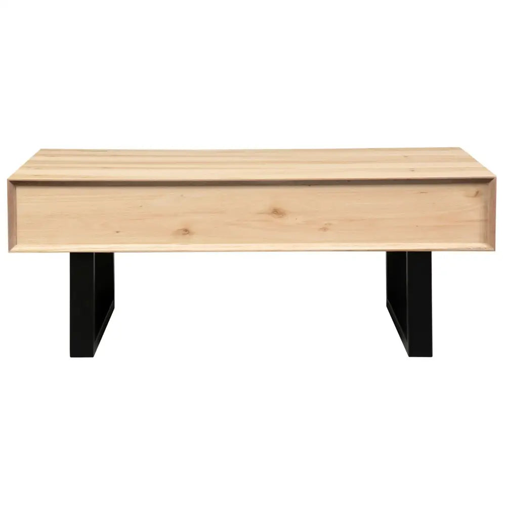 Aconite Coffee Table 120cm 2 Drawers Solid Messmate Timber Wood - Natural - Furniture > Living Room