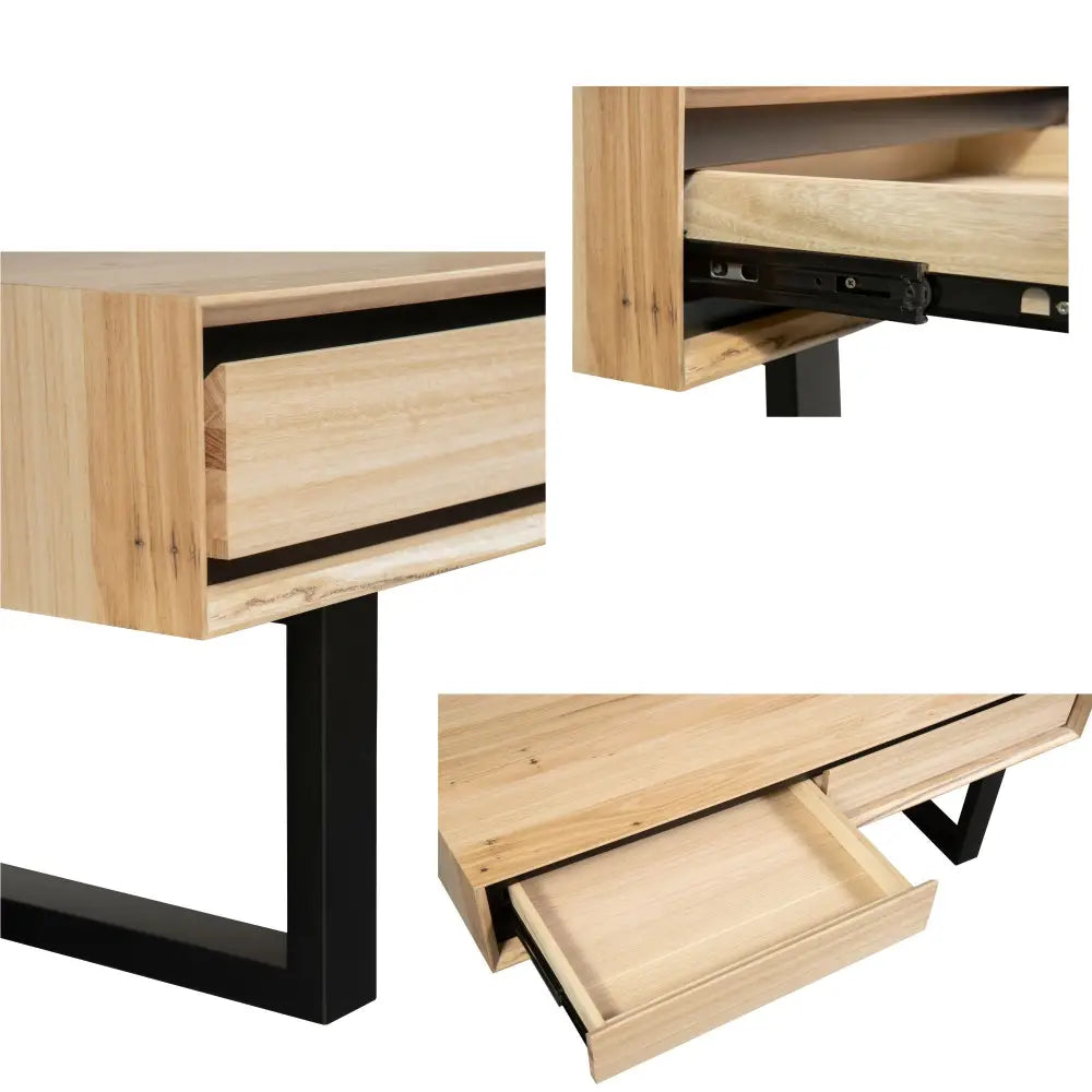 Aconite Coffee Table 120cm 2 Drawers Solid Messmate Timber Wood - Natural - Furniture > Living Room