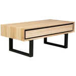 Aconite Coffee Table 120cm 2 Drawers Solid Messmate Timber Wood - Natural - Furniture > Living Room