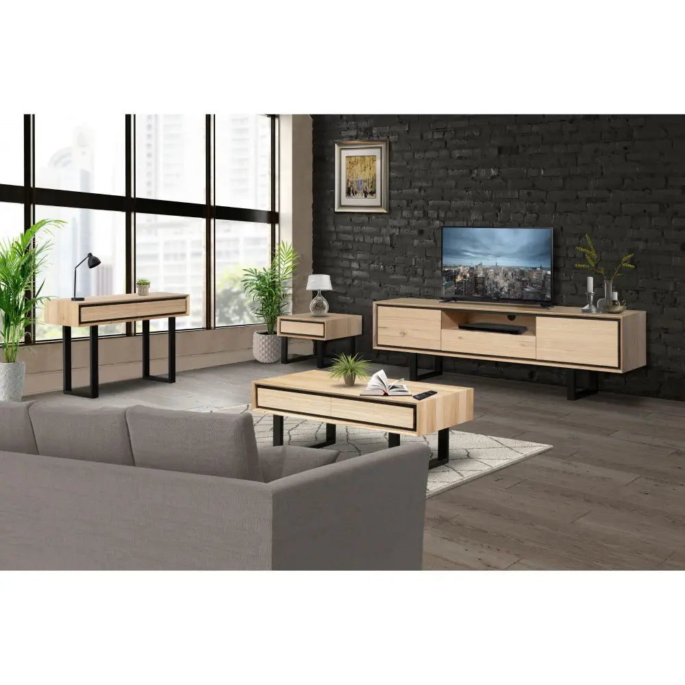 Aconite ETU Entertainment TV Unit 210cm Solid Messmate Timber Wood - Natural - Furniture > Living Room