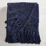 Acrylic Chenille Tassel Knitted Blanket Bed Sofa Throw Rug 150 x 200 cm (Blue) - Home & Garden > Rugs