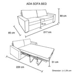 Ada Multifunctional 3 Seater Sofa Bed Fabric Upholstery Wooden Structure - Furniture > Sofas