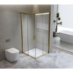 Adjustable 1000x1100mm Double Sliding Door Glass Shower Screen in Gold - Furniture > Bathroom > Shower Heads & Screens