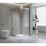 Adjustable 1000x1100mm Double Sliding Door Glass Shower Screen in Chrome - Furniture > Bathroom > Shower Heads & Screens