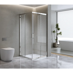 Adjustable 1000x1200mm Double Sliding Door Glass Shower Screen in Chrome - Furniture > Bathroom > Shower Heads & Screens