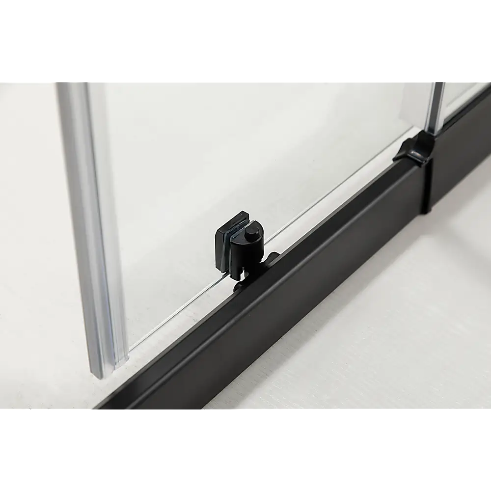 Adjustable 1100x1000mm Double Sliding Door Glass Shower Screen in Black - Furniture > Bathroom > Shower Heads & Screens