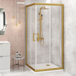 Adjustable 1100x1000mm Double Sliding Door Glass Shower Screen in Gold - Furniture > Bathroom > Shower Heads & Screens