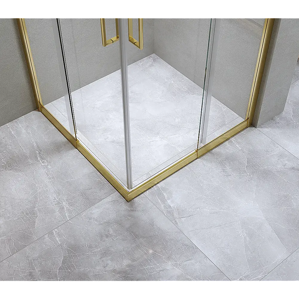 Adjustable 1100x1100mm Double Sliding Door Glass Shower Screen in Gold - Furniture > Bathroom > Shower Heads & Screens