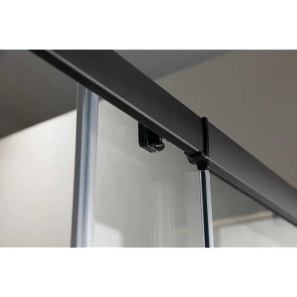 Adjustable 1100x1100mm Double Sliding Door Glass Shower Screen in Black - Furniture > Bathroom > Shower Heads & Screens