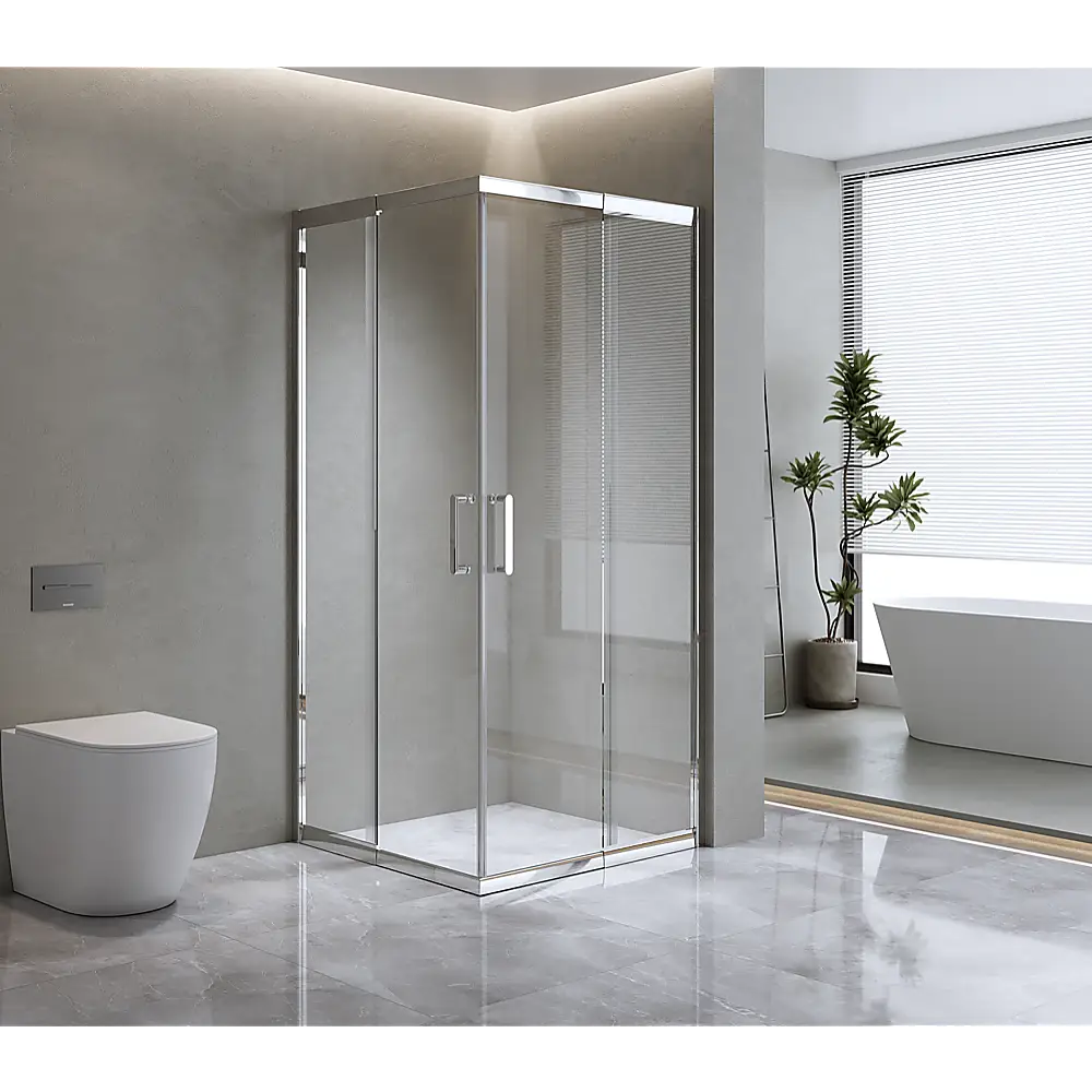 Adjustable 1200x1000mm Double Sliding Door Glass Shower Screen in Chrome - Furniture > Bathroom > Shower Heads & Screens