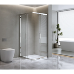 Adjustable 1200x1000mm Double Sliding Door Glass Shower Screen in Chrome - Furniture > Bathroom > Shower Heads & Screens