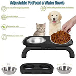 Adjustable Elevated Pet Feeder with Dual Stainless Steel Bowls -Foldable Anti-Slip Design for Dogs and Cats - Pet Care