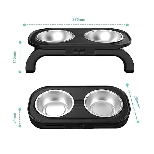 Adjustable Elevated Pet Feeder with Dual Stainless Steel Bowls -Foldable Anti-Slip Design for Dogs and Cats - Pet Care