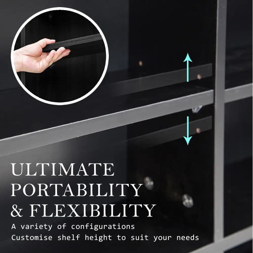 Adjustable Shelves CD DVD Bluray Media Book Storage Cupboard BLACK - Home & Garden > Storage