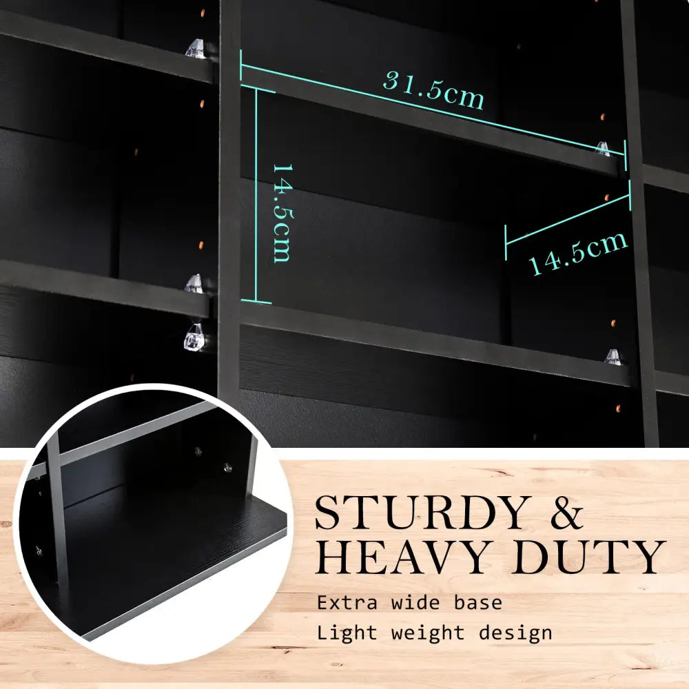 Adjustable Shelves CD DVD Bluray Media Book Storage Cupboard BLACK - Home & Garden > Storage