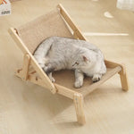 Adjustable Wooden Cat Lounge Chair - Comfortable Woven Hammock for Cats - Pet Care > Cat Supplies > Cat Furniture