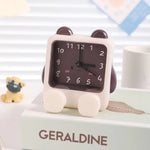 Adorable Cartoon Animal Alarm Clock - Silent Quartz Movement Loud Alarm Battery Operated(White Brown) - Gift & Novelty