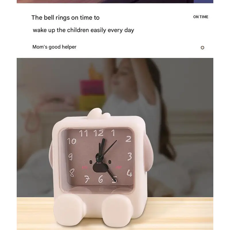 Adorable Cartoon Animal Alarm Clock - Silent Quartz Movement Loud Alarm Battery Operated(White Brown) - Gift & Novelty