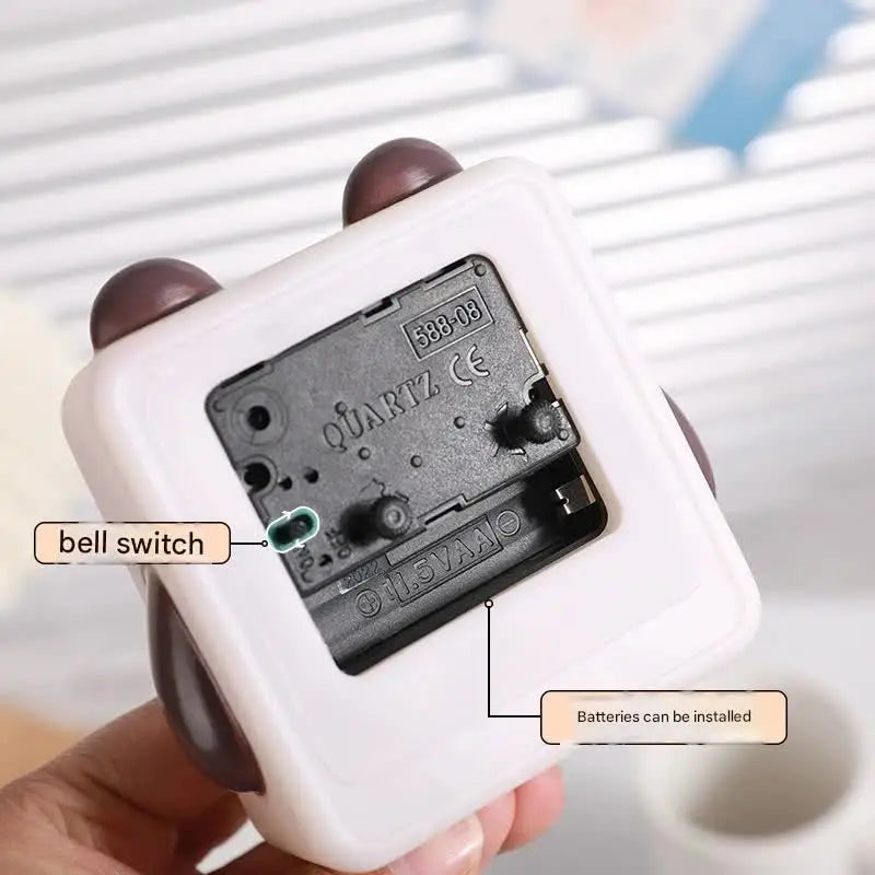 Adorable Cartoon Animal Alarm Clock - Silent Quartz Movement Loud Alarm Battery Operated(White Brown) - Gift & Novelty