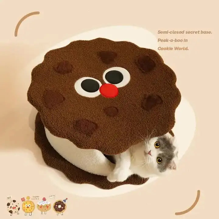 Adorable Cookie-Shaped Cat Bed - Cozy and Playful Pet Hideout (50x20 cm) - Pet Care > Cat Supplies > Cat Furniture