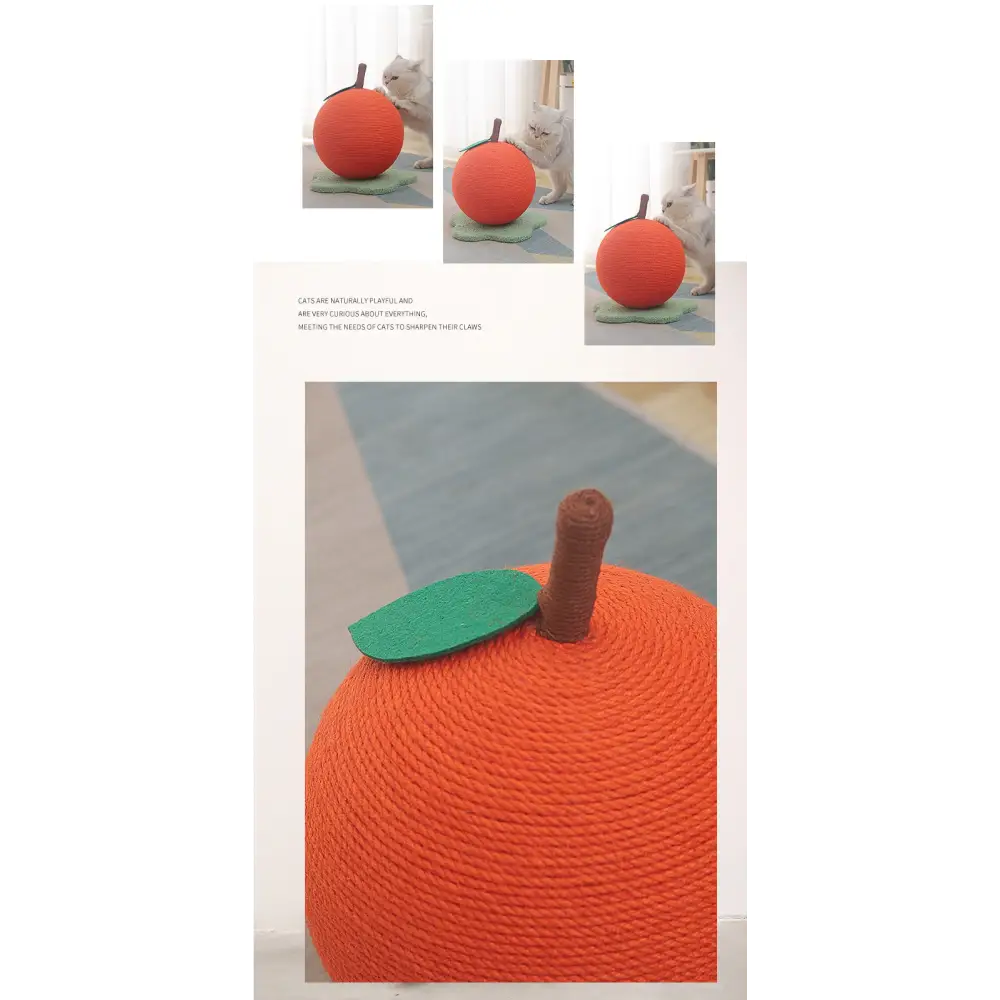 Adorable Orange-Shaped Cat Scratcher - Durable Sisal & Soft Base (Large size: 30x30x33cm) - Pet Care > Cat Supplies >